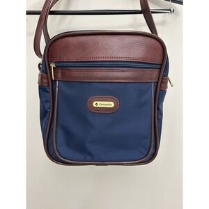 Vintage Samsonite Overnight Bag Blue Canvas 10in Carry On Weekender Shoulder Bag